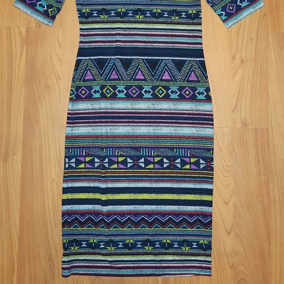 XHILARATION Women's Colorful Aztec Print Stretch Midi Pull On MED - Picture 5 of 9